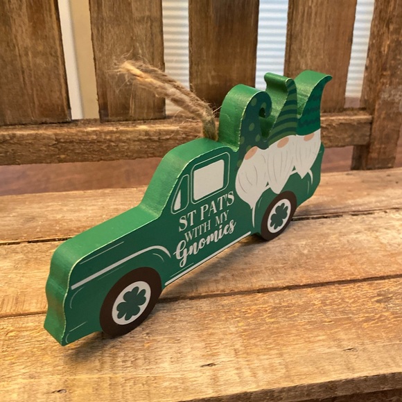 St. Patricks Day Tier Tray Decor Set Of 2, Farmhouse Gnome Truck & Shamrocks - Picture 13 of 16